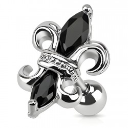 Cartilage hélix, tragus 190 - Fleur de lys cristal noir