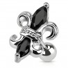 Cartilage hélix, tragus 190 - Fleur de lys cristal noir