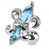 Cartilage hélix, tragus 190 - Fleur de lys cristal bleu-clair