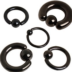 Piercing anneau PVD noir 2 à 6mm