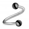 Piercing micro-spirale 07 - Tige acier et boule plaqué-titane noire