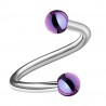Piercing micro-spirale 07 - Tige acier et boule plaqué-titane lilas