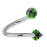 Piercing micro-spirale 18 - Acrylique basket pointes vertes
