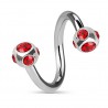 Piercing micro-spirale 27 - Cinq cristaux rouges
