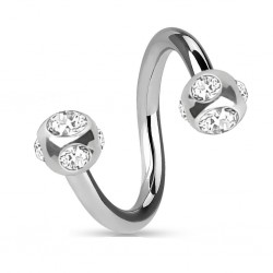 Piercing micro-spirale 27 - Cinq cristaux transparents