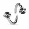 Piercing micro-spirale 27 - Cinq cristaux noirs