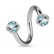 Piercing micro-spirale 27 - Cinq cristaux bleu-clair