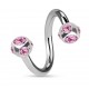 Piercing micro-spirale 27 - Cinq cristaux roses