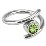 Piercing anneau 1,6mm 19 - Style spirale cristal vert-pomme