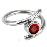 Piercing anneau 1,6mm 19 - Style spirale cristal rouge