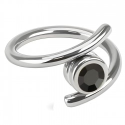 Piercing anneau 1,6mm 19 - Style spirale cristal noir