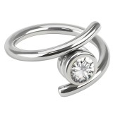 Piercing anneau 1,6mm 19 - Style spirale cristal transparent