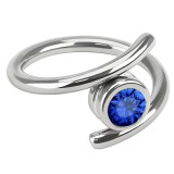 Piercing anneau 1,6mm 19 - Style spirale cristal bleu