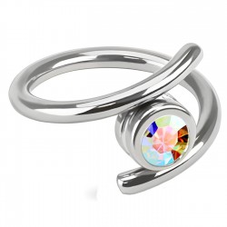 Piercing anneau 1,6mm 19 - Style spirale cristal aurora