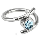 Piercing anneau 1,6mm 19 - Style spirale cristal bleu-clair