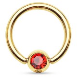 Piercing micro-bcr 22 - Plaqué-or cristal rouge