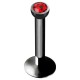 Piercing micro-labret 18 - Plaqué-titane noir cristal rouge pas de vis interne