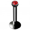 Piercing micro-labret 18 - Plaqué-titane noir cristal rouge pas de vis interne
