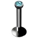 Piercing micro-labret 18 - Plaqué-titane noir cristal bleu-clair pas de vis interne