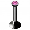 Piercing micro-labret 18 - Plaqué-titane noir cristal rose pas de vis interne