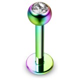 Piercing micro-labret 25 - Plaqué-titane rainbow cristal transparent