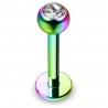 Piercing labret 25 - Plaqué-titane rainbow cristal transparent