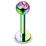 Piercing micro-labret 25 - Plaqué-titane rainbow cristal rose