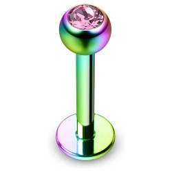 Piercing micro-labret 25 - Plaqué-titane rainbow cristal rose