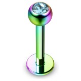Piercing micro-labret 25 - Plaqué-titane rainbow cristal bleu-clair