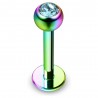 Piercing labret 25 - Plaqué-titane rainbow cristal bleu-clair