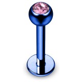 Piercing micro-labret 23 - Plaqué-titane bleu cristal rose