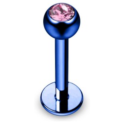 Piercing micro-labret 23 - Plaqué-titane bleu cristal rose
