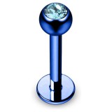 Piercing micro-labret 23 - Plaqué-titane bleu cristal bleu-clair