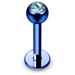 Piercing micro-labret 23 - Plaqué-titane bleu cristal bleu-clair