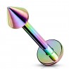Piercing labret 07 - Plaqué-titane rainbow pointe