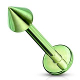 Piercing micro-labret 07 - Plaqué-titane vert pointe