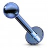 Piercing labret 06 - Plaqué-titane boule bleue