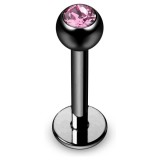 Piercing micro-labret 20 - Plaqué-titane noir cristal rose