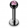 Piercing labret 20 - Plaqué-titane noir cristal rose