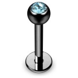 Piercing micro-labret 20 - Plaqué-titane noir cristal bleu-clair