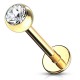 Piercing labret 19 - Plaqué-or cristal transparent