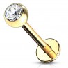 Piercing labret 19 - Plaqué-or cristal transparent