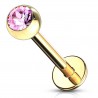 Piercing labret 19 - Plaqué-or cristal rose