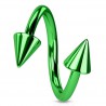 Piercing micro-spirale 08 - Plaqué-titane vert pointes