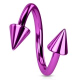 Piercing micro-spirale 08 - Plaqué-titane lilas pointes