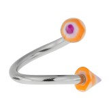 Piercing micro-spirale 17 - Pointe spider orange et lilas