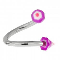 Piercing micro-spirale 17 - Pointe spider lilas et rose