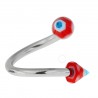 Piercing micro-spirale 17 - Pointe spider rouge et bleue