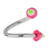 Piercing micro-spirale 17 - Pointe spider rose et verte