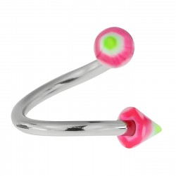 Piercing micro-spirale 17 - Pointe spider rose et verte